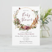 Invitation Rustique Automne Floral & Baby shower de verdure (Debout devant)