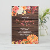 Invitation Rustique Automne Floral Bois Thanksgiving Invitati (Debout devant)