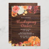 Invitation Rustique Automne Floral Bois Thanksgiving Invitati (Devant / Derrière)