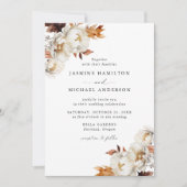 Invitation Rustique Automne Floral Bouquets Photo Mariage (Devant)