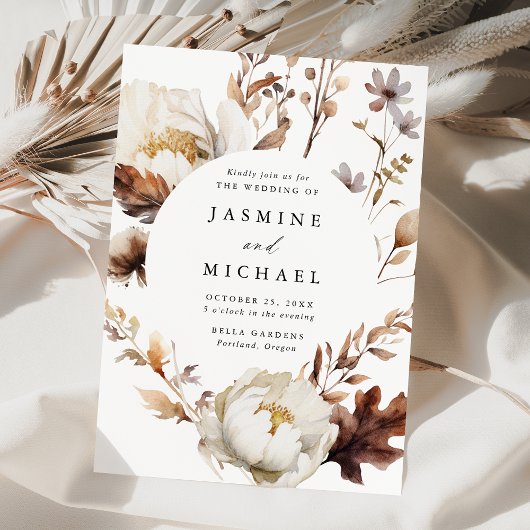 Invitation Rustique Automne Floral Cercle Mariage de cadre