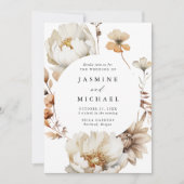 Invitation Rustique Automne Floral Circle Frame Photo Mariage (Devant)