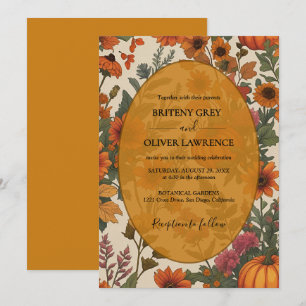 Invitation Rustique Automne Floral Citrouille-Automne Semis d