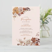 Invitation Rustique Automne Floral Citrouille Baby shower ros (Debout devant)