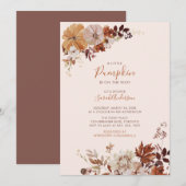 Invitation Rustique Automne Floral Citrouille Baby shower ros (Devant / Derrière)