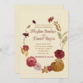 Invitation Rustique Automne Floral Citrouille Mariage (Devant / Derrière)