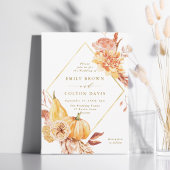 Invitation Rustique Automne Floral Citrouille Mariage Gold Sc