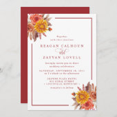 Invitation Rustique Automne Floral Mariage Automne (Devant / Derrière)