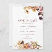 Invitation Rustique Automne Floral Mariage Sauver Les Dates (Devant)