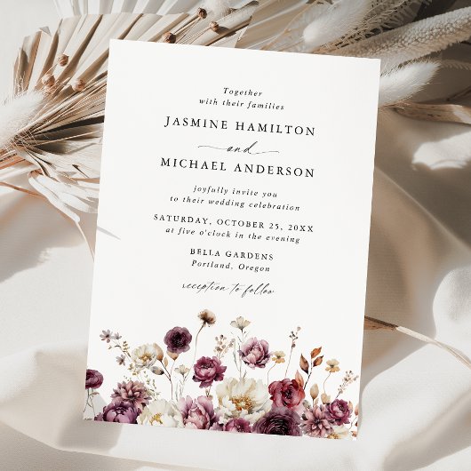 Invitation Rustique Automne Floral Meadow Mariage