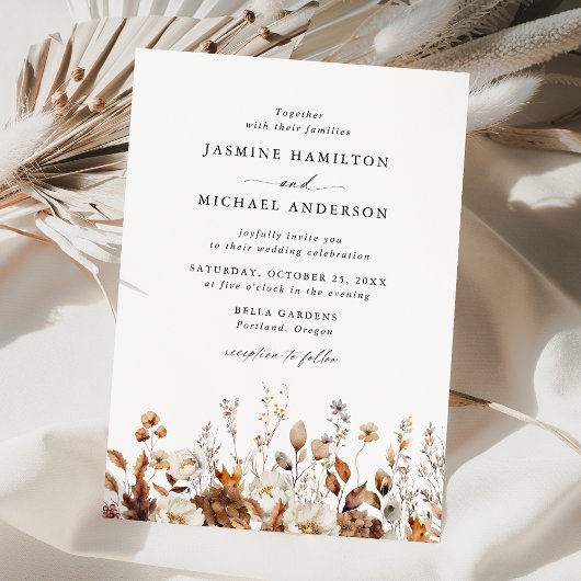 Invitation Rustique Automne Floral Meadow Mariage