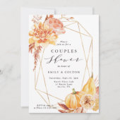 Invitation Rustique Automne Floral Or Couples géométriques Co (Devant)