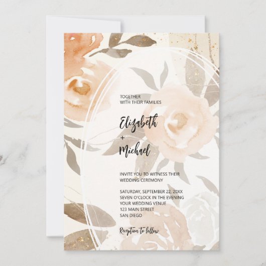 Invitation Rustique Automne Floral QR Code Mariage tout en un (Devant)