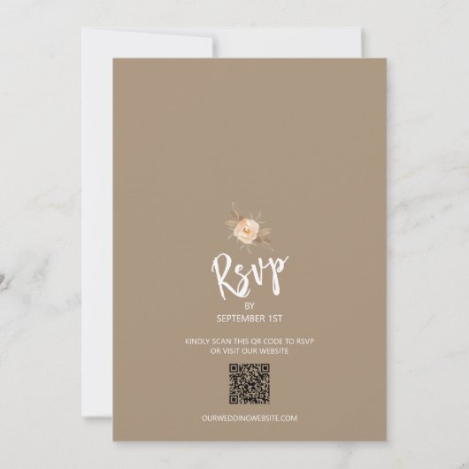 Invitation Rustique Automne Floral QR Code Mariage tout en un (Dos)