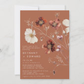 Invitation Rustique Automne Floral Terracotta Dîner de répéti (Devant)