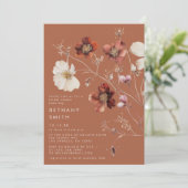 Invitation Rustique Automne Floral Terracotta Fête des mariée (Debout devant)