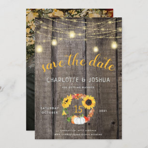 Invitation Rustique Automne Floral Wreath Barnwood Enregistre