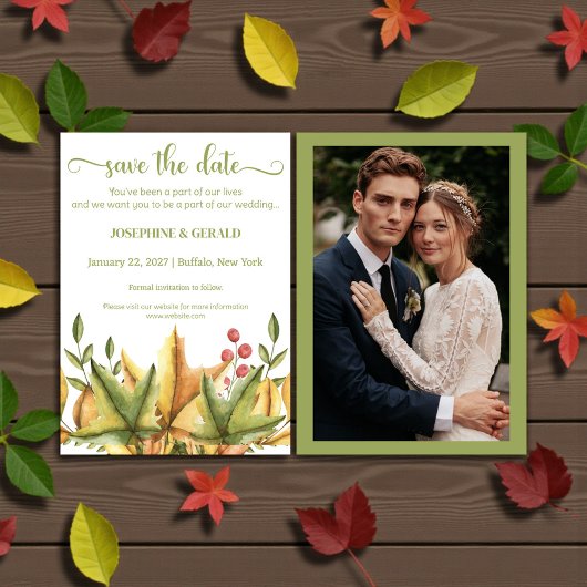 Invitation Rustique Automne Foliage Mariage Sauvez la date