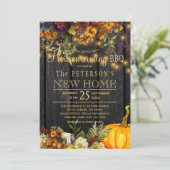 Invitation Rustique automne grange fleurie bois maison chauff (Debout devant)