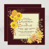 Invitation Rustique Automne Jaune Rose virtuel Mariage virtue (Devant / Derrière)