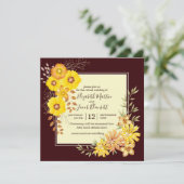 Invitation Rustique Automne Jaune Rose virtuel Mariage virtue (Debout devant)