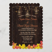 Invitation Rustique automne laisse bois vieilles lanternes Ma (Devant / Derrière)