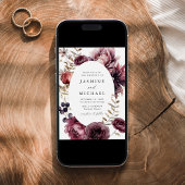 Invitation Rustique Automne Marsala Floral Frame Mariage