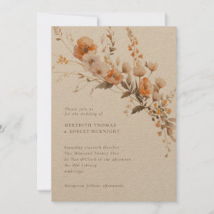 Invitation Rustique Automne Orange & Brown Floral Mariage Kra