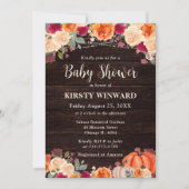 Invitation Rustique Automne Orange Citrouille Baby shower Flo (Devant)