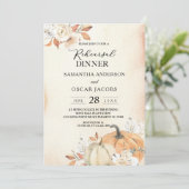 Invitation Rustique Automne Orange Citrouilles & Fleurs (Debout devant)