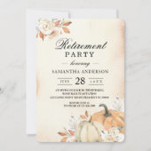 Invitation Rustique Automne Orange Citrouilles & Fleurs (Devant)