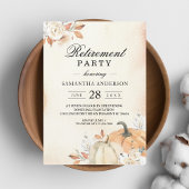 Invitation Rustique Automne Orange Citrouilles & Fleurs