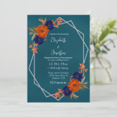 Invitation Rustique Automne Orange Marine Bleu Post-Mariage B (Debout devant)
