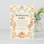 Invitation Rustique Automne quitte Citrouille Thanksgiving Dî (Debout devant)