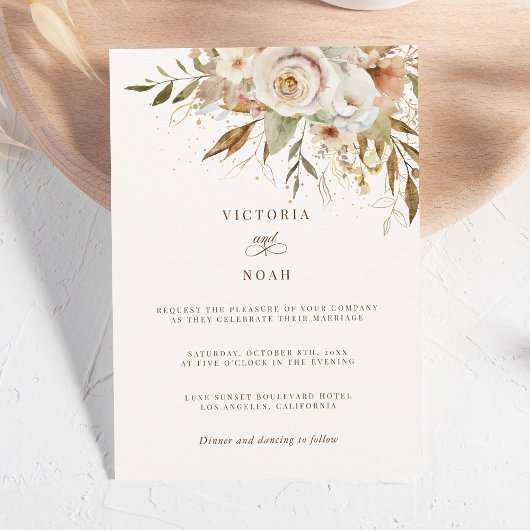 Invitation Rustique Automne Rose Botanique