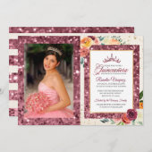 Invitation Rustique Automne Séquin Floral Quinceanera Invitat (Devant / Derrière)