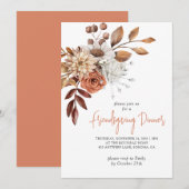 Invitation Rustique Automne Terracotta Bisque Floral Friendsg (Devant / Derrière)