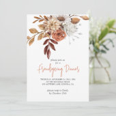 Invitation Rustique Automne Terracotta Bisque Floral Friendsg (Debout devant)