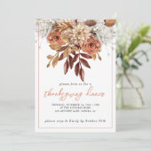 Invitation Rustique Automne Terracotta Bisque Floral Thanksgi (Debout devant)