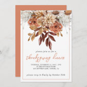 Invitation Rustique Automne Terracotta Bisque Floral Thanksgi (Devant / Derrière)