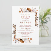 Invitation Rustique Automne Terracotta Floral QR Code Mariage (Debout devant)