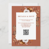 Invitation Rustique Automne Terracotta Floral QR Code Mariage (Dos)