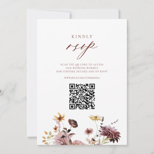 Invitation Rustique Automne Terracotta Floral QR Mariage (Dos)
