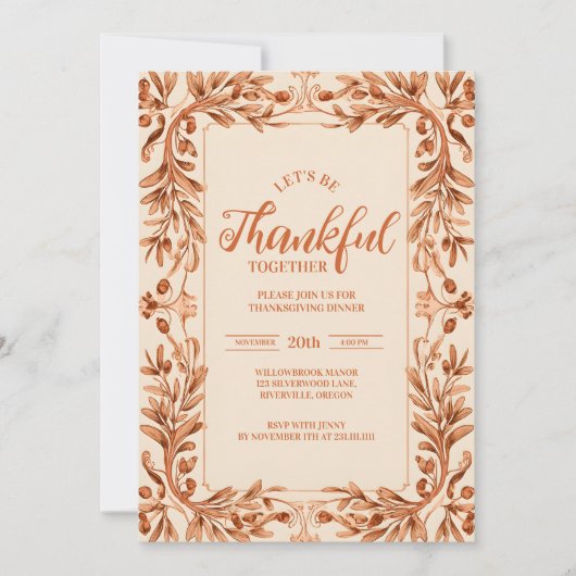 Invitation Rustique Automne Thanksgiving Celebration (Devant)