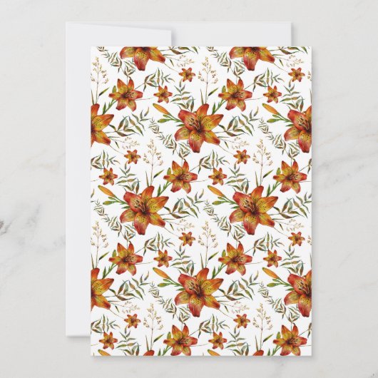 Invitation Rustique Automne Tiger Lily Bridal Douche Invitati (Dos)