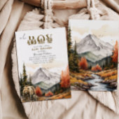 Invitation Rustique Autumn Mountain Bear Baby shower d'aventu