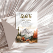 Invitation Rustique Autumn Mountain Bear Baby shower d'aventu