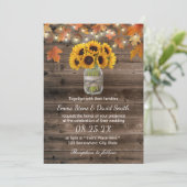 Invitation Rustique Autumn Sunflower Jar String Mariage (Debout devant)