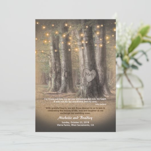 Invitation Rustique Autumn Tree String Lights Mariage informe (Debout devant)