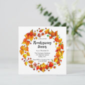 Invitation Rustique Autumn Wreath Coloré Thanksgiving Dîner (Debout devant)